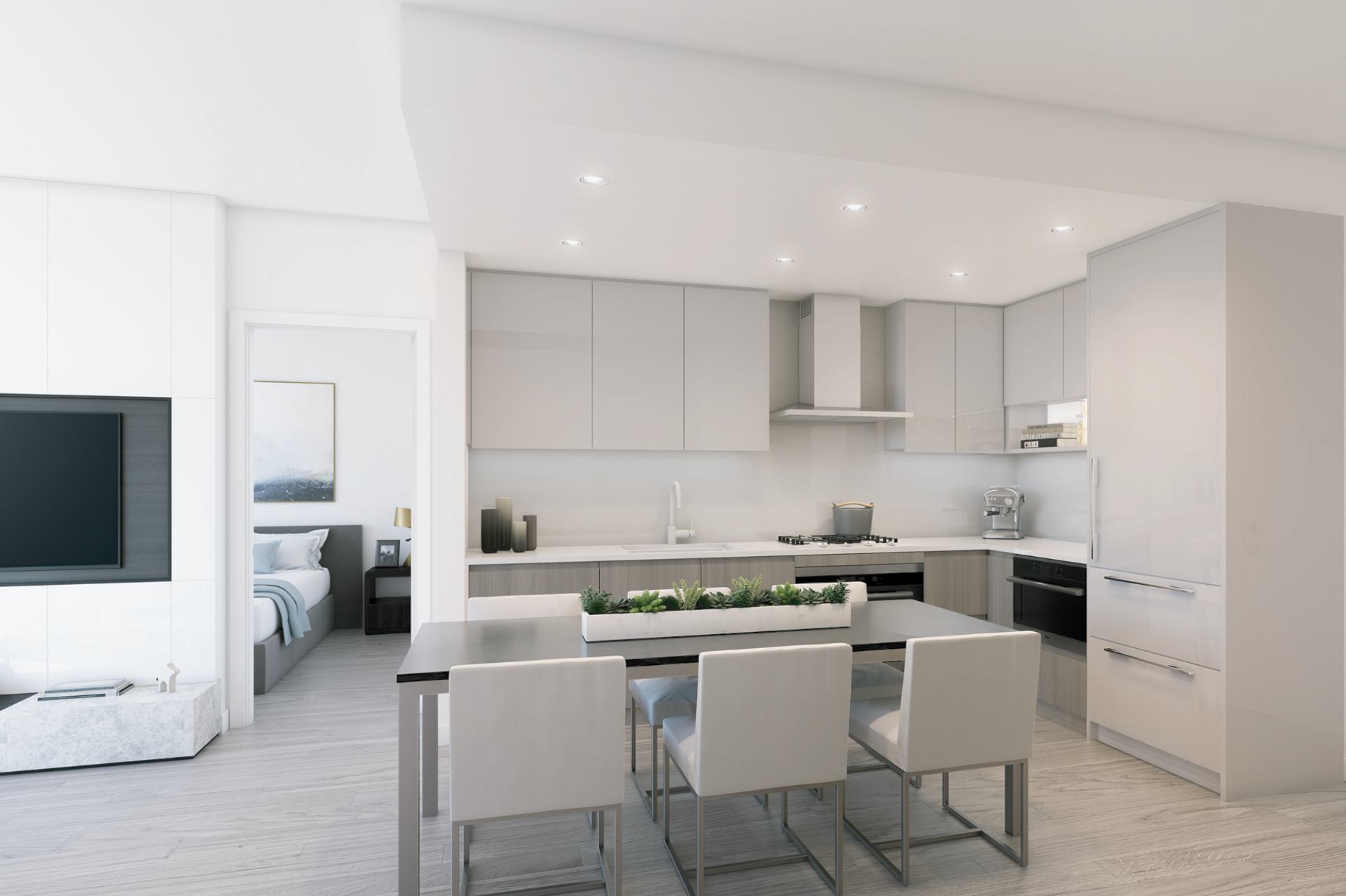 Open-plan kitchen and dining area